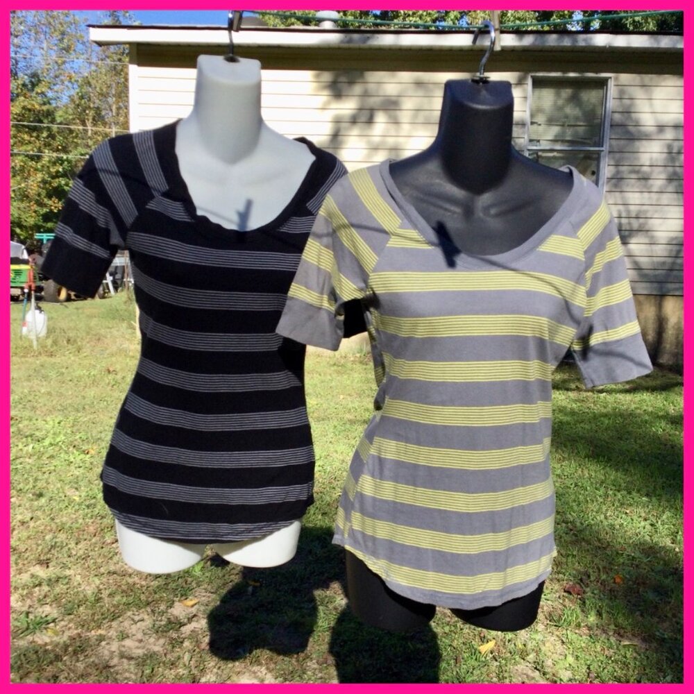 2 Striped Tops, sz M (7-9)